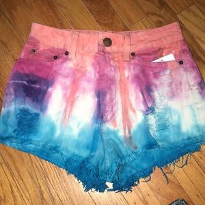 BDG high rise cheeky tie dye jean shorts! NWT